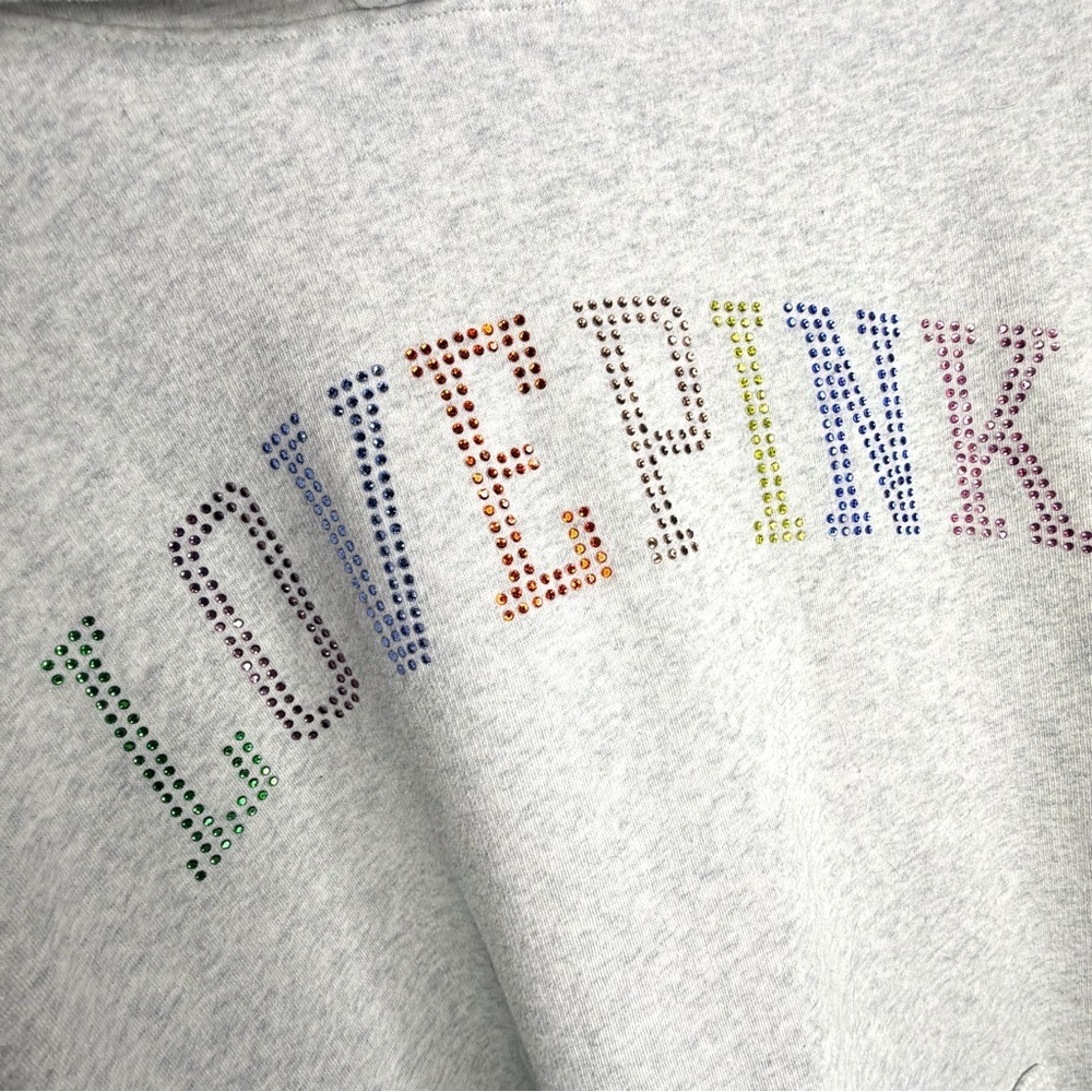 Victoria's Secret PINK Hoodie with Colorful Rhinestone Lettering - Picture 2 of 3